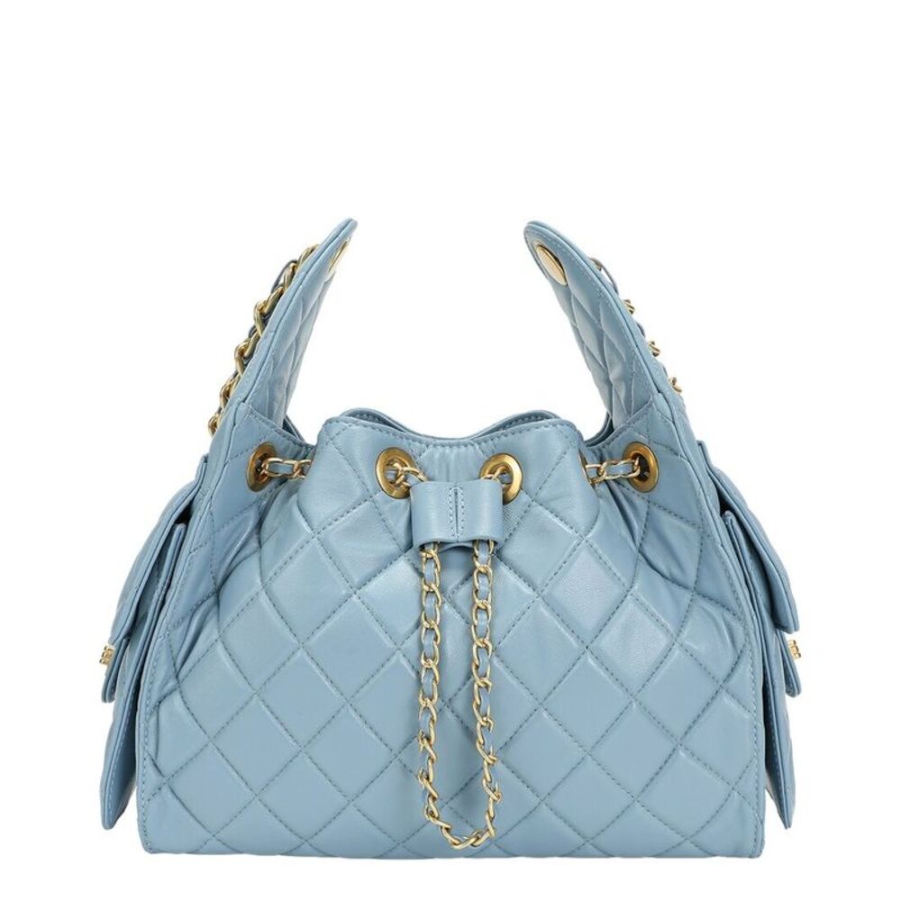 Tiffany & Fred Paris Quilted Leather Shoulder Bag, Blue